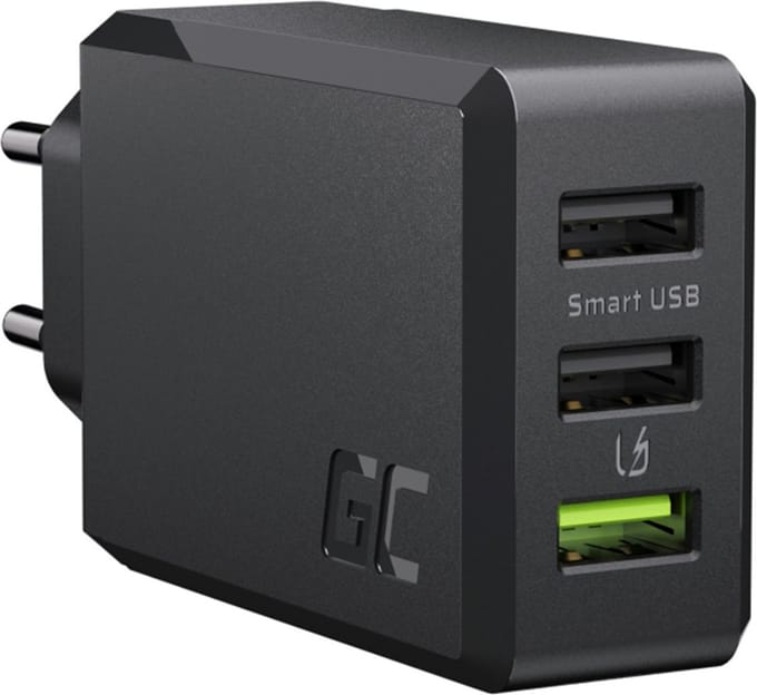 GREEN CELL 3-port Oplader GC ChargeSource3 3xUSB 30W met fast charging