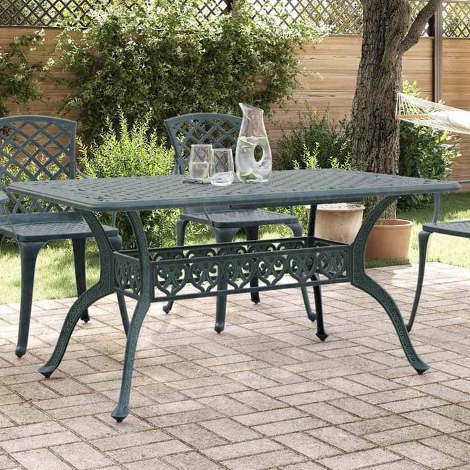 vidaXL - Tuintafel - 150x90x72 - cm - gietaluminium - groen