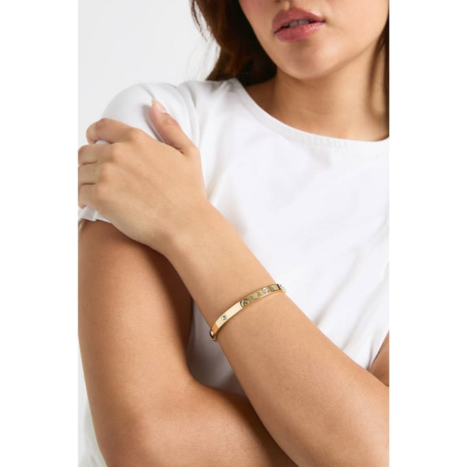 boohoo Dames Hartgeembossede armband | Goud