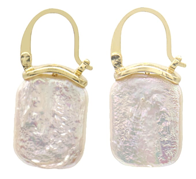 Oorbellen Parelmoer - RVS - 3x1,2 cm - Goudkleurig