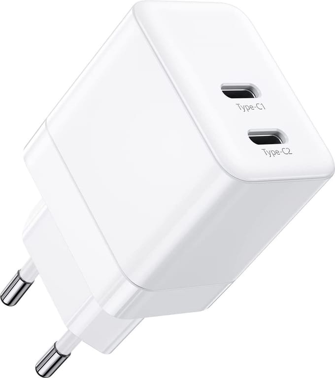 35w usb-C Power Adapter met 2x usb-C Poorten - Usb-C Oplader - Snellader - Dynamische GaN Oplader - Universeel