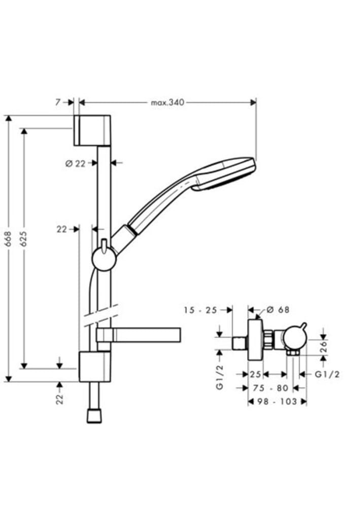 hansgrohe Croma 100 Vario renovatieset 65 cm met Ecostat Comfort thermostaat chroom