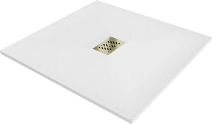 Mexen Hugo vierkante douchebak SMC 100 x 100 , wit, gouden rooster - 42101010-G