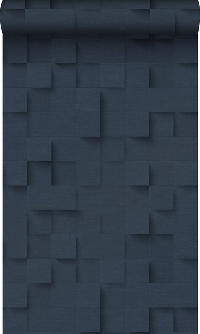 Origin Wallcoverings behang 3D kubussen donkerblauw - 50 x 900 cm - 347902