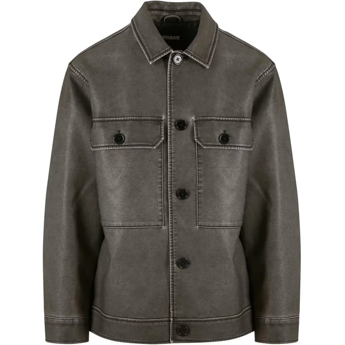 Urban Classics Synthetic Vintage Leather Heren Kunstlederen jas - zwart - M