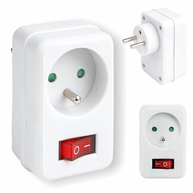 Stopcontact met schakelaar - Adapter voor 250 V, 16 A, aan/uit-schakelaar, wit