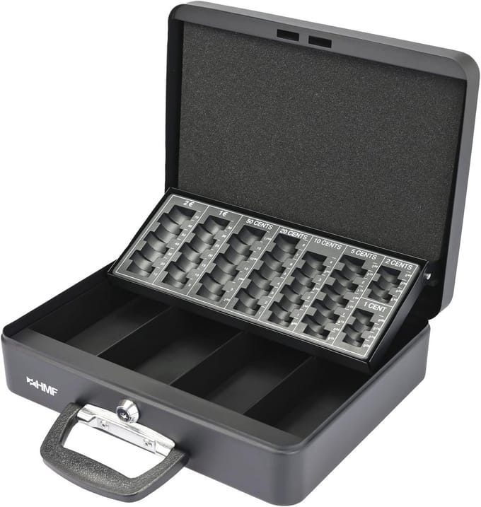 Geldcassette met handvat - 30 x 24 x 11 cm - Zwart