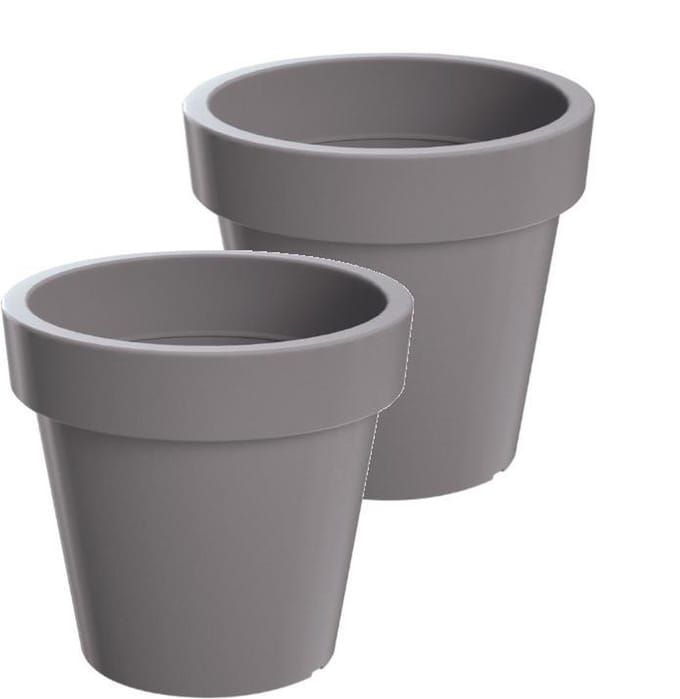 Bloempot Buiten Rond Lofly 25cm STEENGRIJS Prosperplast / 2 STUKS ! /