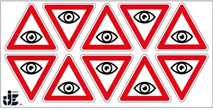 Blijf binnen gezichtsveld sticker | 5 cm - 10 stuks per vel