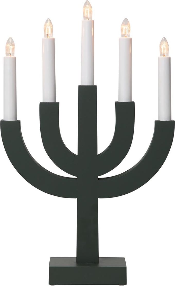 Zwarte kandelaar 'Selma' van gelakt grenenhout, 5-lichts, E10-lamp, H 40 cm