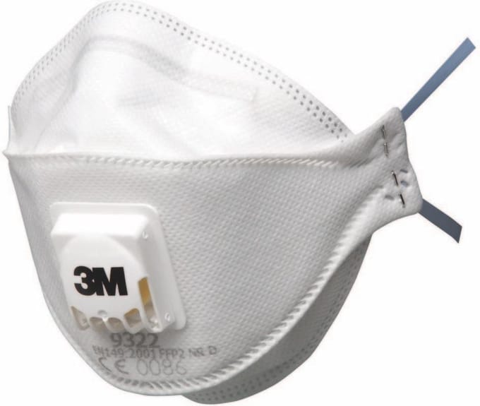 3M™ Fijnstofmasker plat vouwbaar met afsluiter, 9322C2, 2 Maskers