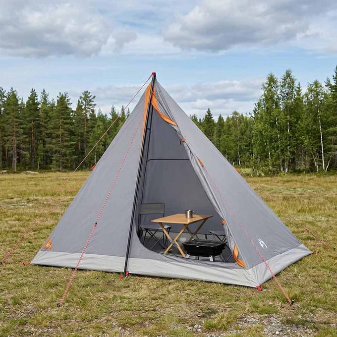 vidaXL - Backpacking - Tent - 2-persoons - Grijs - en - Oranje