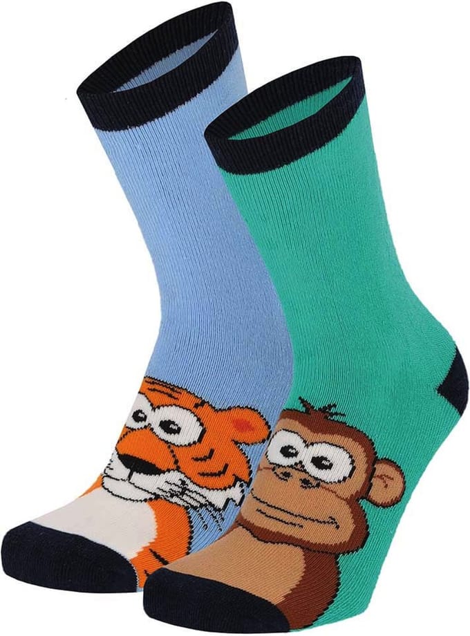 Apollo - Huissokken - 2-pack - Antislip - Dieren - Blauw - Groen - Maat 23/26