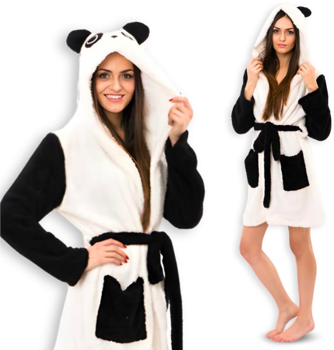 Onesies Badjas - Panda Design - Met Kleur - Voor Dames - Maat S