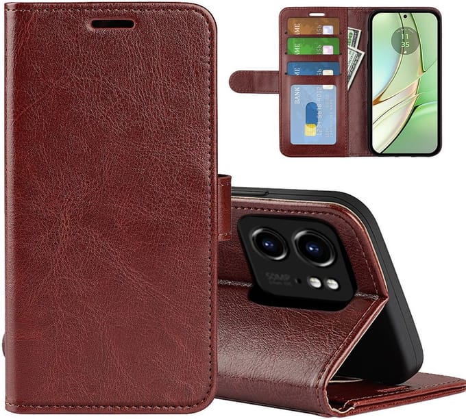 MobyDefend Hoesje - Geschikt voor Motorola Edge 40 - Wallet Book Case (Sluiting Achterkant) - Bruin