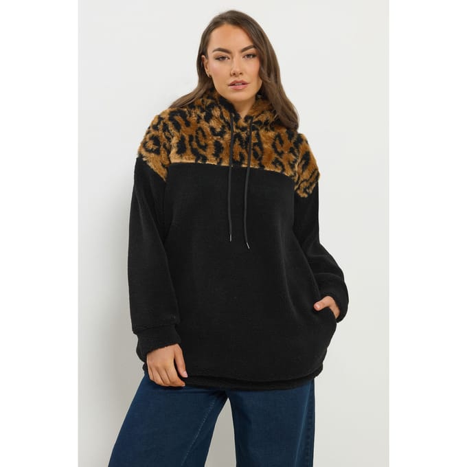 Yours Zwarte Animal Block Hoodie Size 46