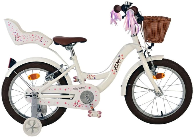 Volare Blossom Kinderfiets - Meisjes - 16 inch - Wit - Twee Handremmen