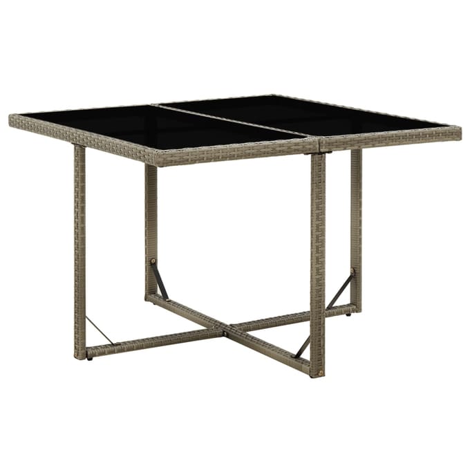 vidaXL - Tuintafel - 109x107x74 - cm - poly - rattan - en - glas - grijs