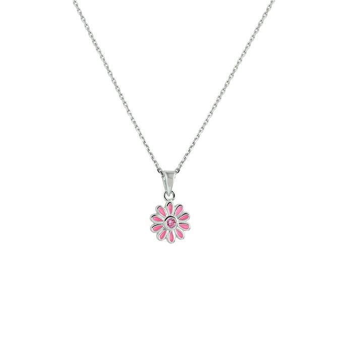 Collier emaille bloem zirkonia 36 + 4 cm