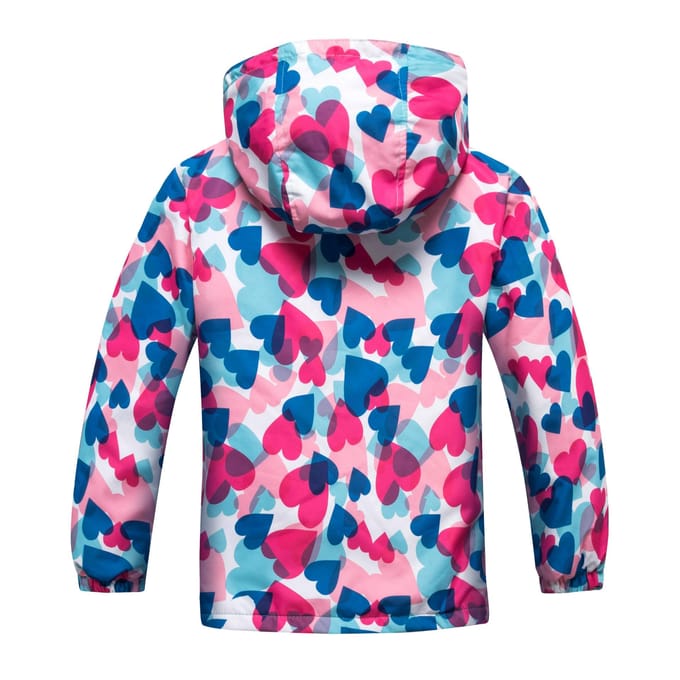 Veste coupe-vent coupe-vent pour enfants, imprimé Floral, manteau à capuche, fermeture éclair, vêtements d'extérieur, automne hiver S blue