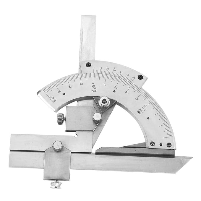 Koolstofstaal Fijnafstelling Hoekzoeker Liniaal 0 320 graden Universele Hoekmeter Protractor wit