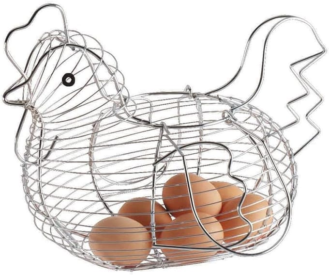 Eiermand Kipvorm - Eierhouder Metaal - Keuken Opslag - Creatieve Draadconstructie - 30cm - Zilver