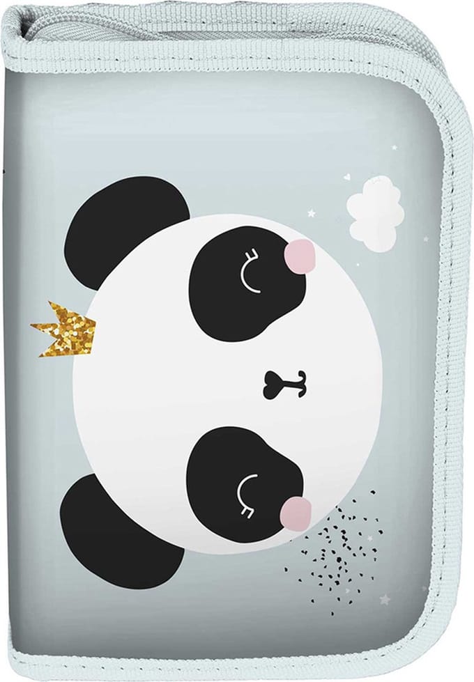 PASO- Tekenetui Panda / Glitter - 19,5 x 13 cm - 22 st. - Lichtblauw