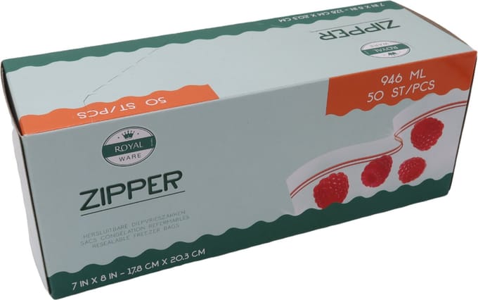50 Hersluitbare diepvrieszakken - zipper bags - 946 ml