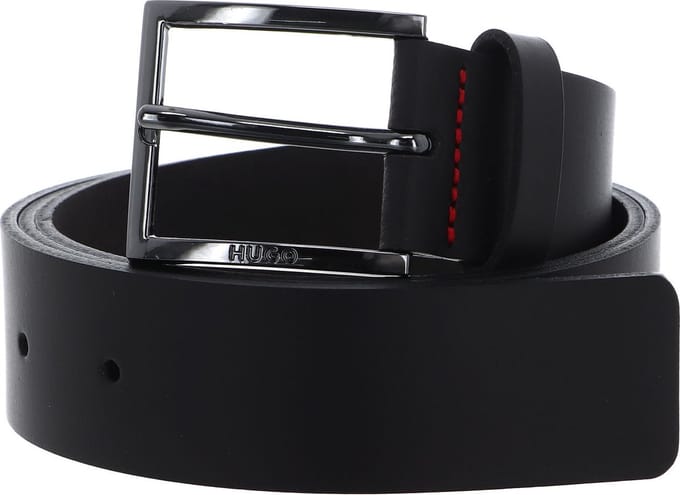 HUGO Leren Riem Geek Sz35 Leather Belt W100 Dark Brown Donkerbruin