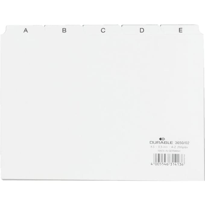 Durable Tabkaarten 365002 DIN A5 liggend Wit 1 stuk(s)