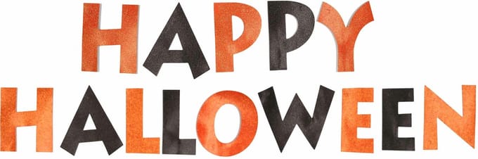 Happy Halloween feestslinger - 3,65 meter - oranje/zwart - van papier