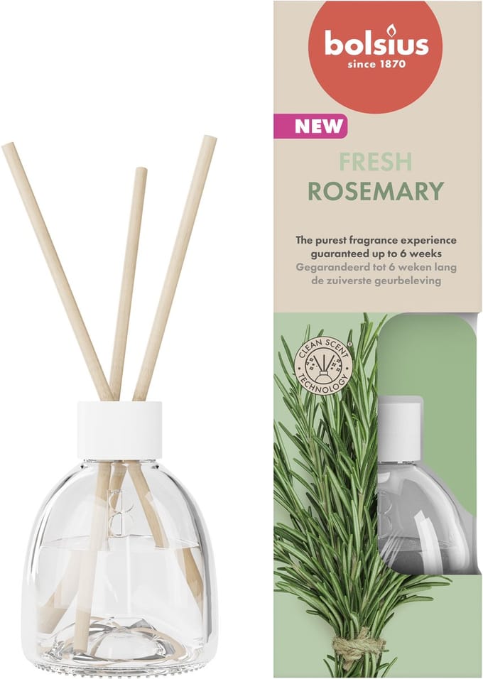 Bolsius - Geurstokjes - Rozemarijn - 6 Stuks - Voordeelverpakking - 60 ml