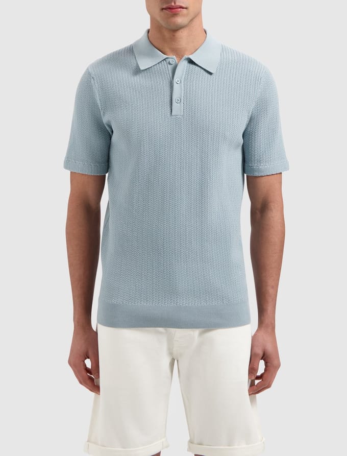 Pure Path Braided Knitwear Polo Blue Grey (25010815 - 93)
