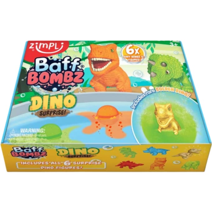 Zimpli Kids badspeelgoed Dino verrassing badbom 6 stuks multicolor.