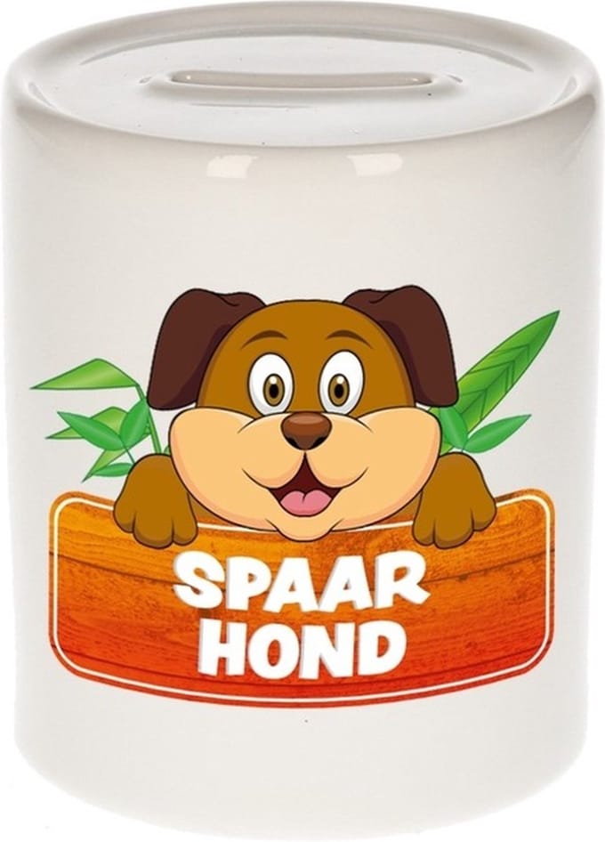 Kinder spaarpot met spaar hond opdruk - keramiek - honden spaarpotten