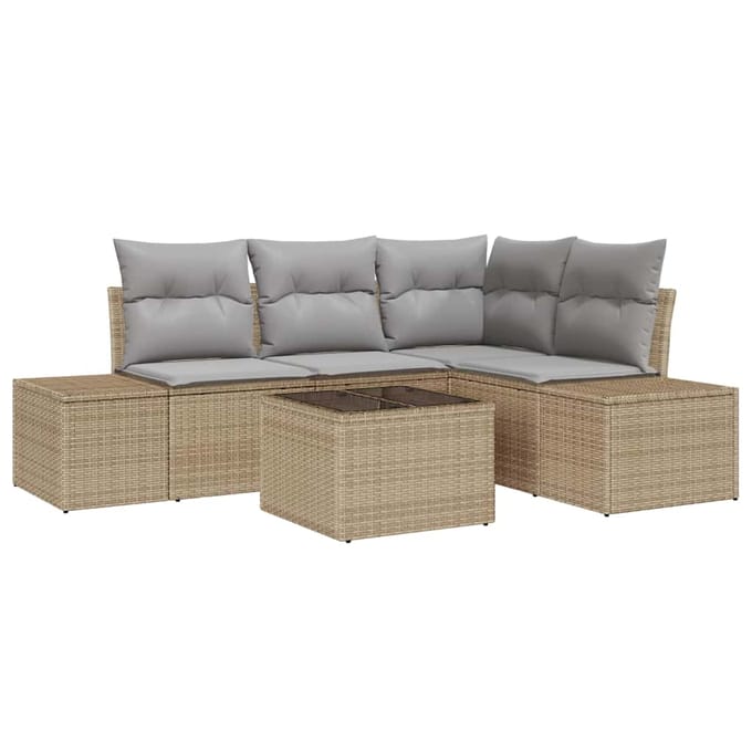 vidaXL Tuin Sofa Set 5 st Beige poly rattan