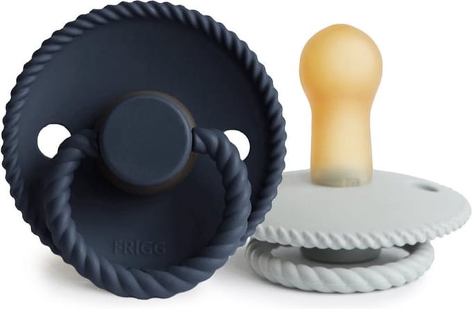 Frigg Fopspeen Rope Silver Gray/Dark Navy T2 6-18mnd (2 stuks)
