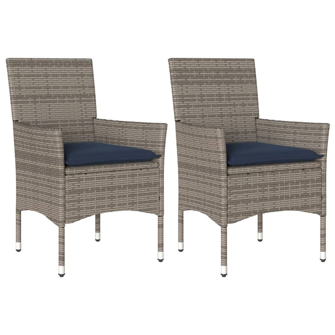 vidaXL - Tuinstoelen - 2 - st - met - kussens - poly - rattan - grijs