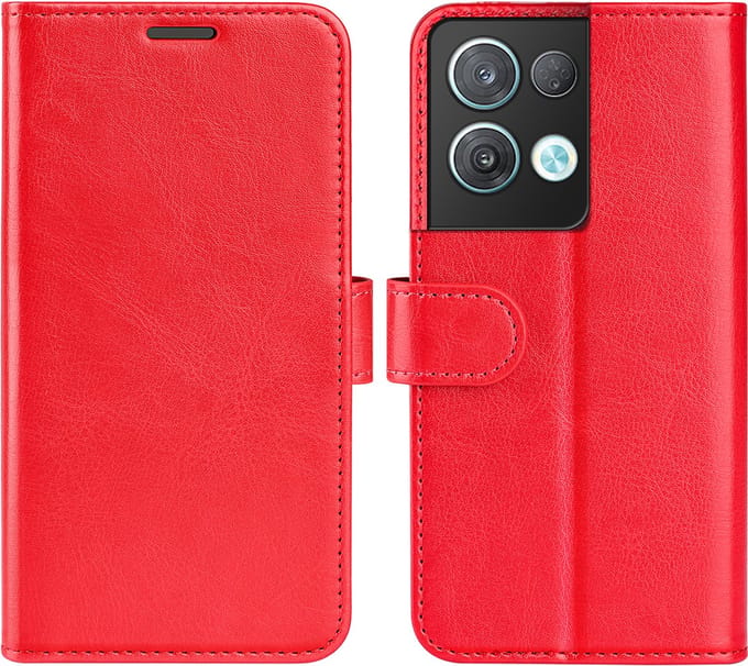 MobyDefend Hoesje - Geschikt voor Oppo Reno 8 Pro - Wallet Book Case (Sluiting Achterkant) - Rood