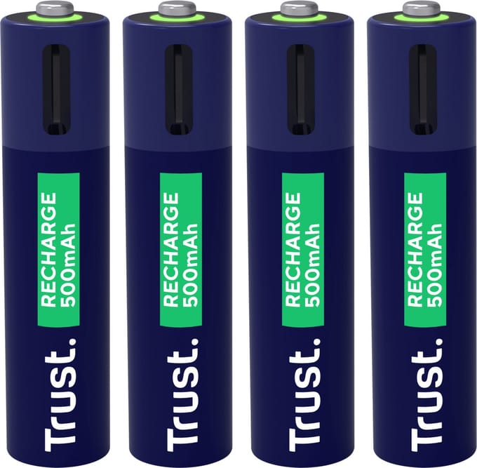 Trust USB-C Oplaadbare Batterijen AAA - meegeleverde 4x split USB-C kabel - 4 stuks