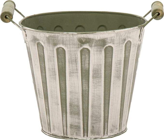 Mega Collections Plantenpot/bloempot/emmer - zink - legergroen - D20 x H17 cm