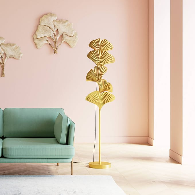 KARE vloerlamp Yuva, goudkleurig, metaal, 160 cm, E27