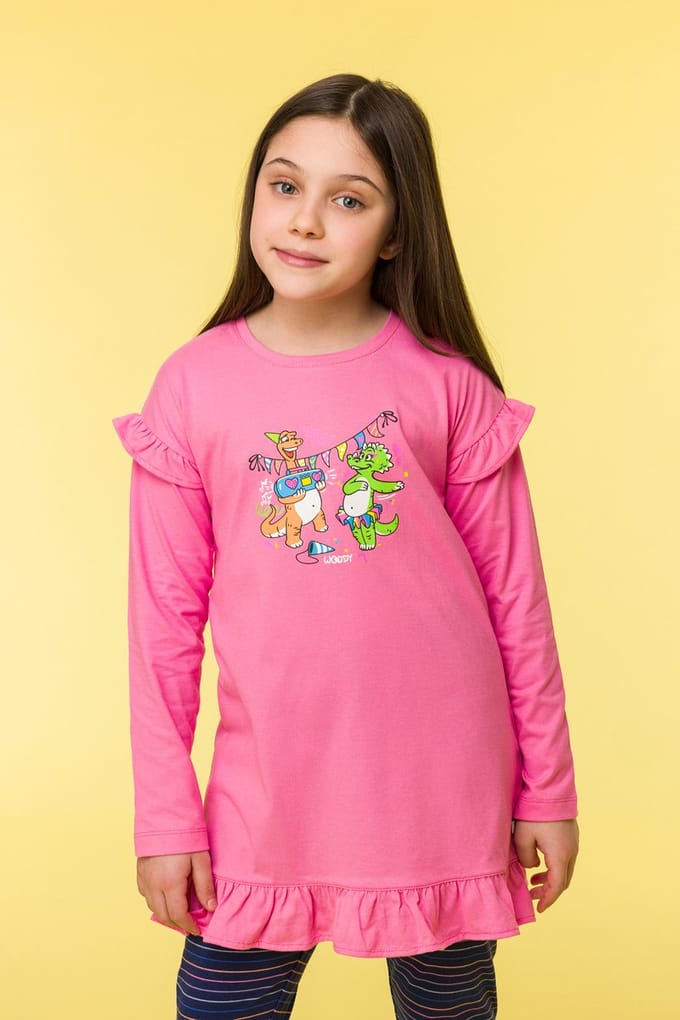 WOODY PYJAMA MEISJES ROZE - 12 JAAR