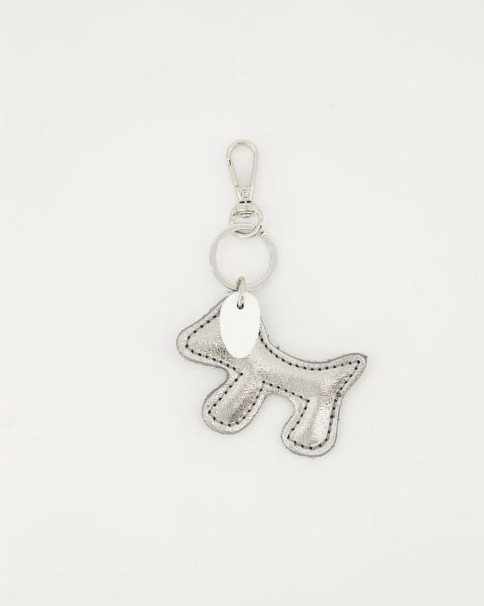 sleutelhanger- zilver -hondje -leer