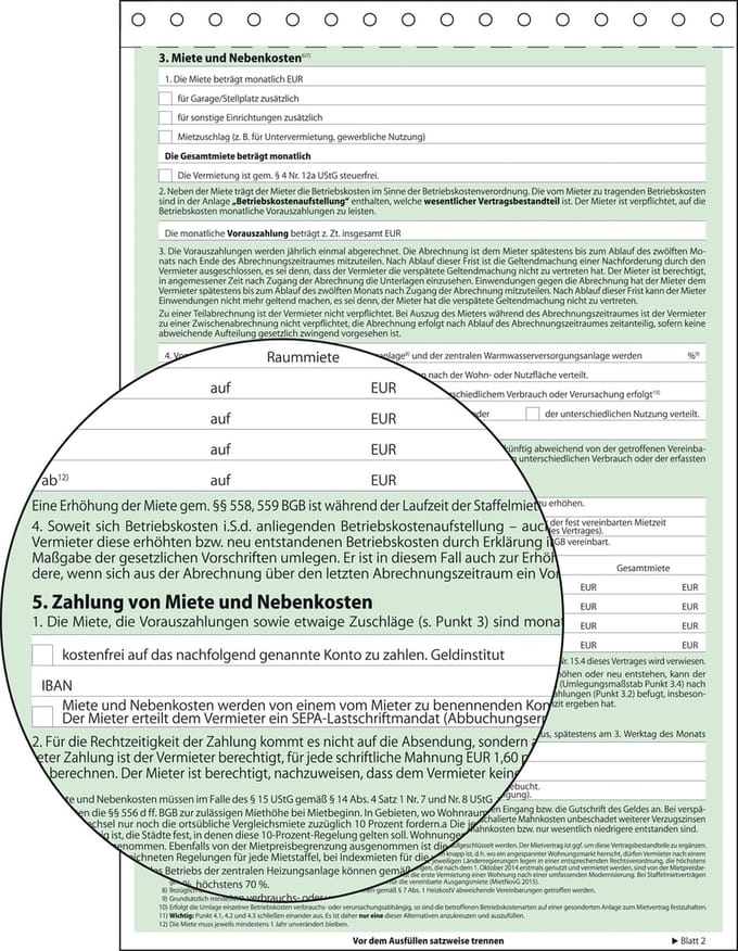 sigel Vordruck Mietvertrag, SD, A4, 4 x 2 Blatt - für den Markt: D - 25 Stück (MV480)