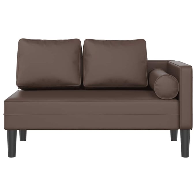 vidaXL - Chaise - longue - met - kussens - kunstleer - bruin