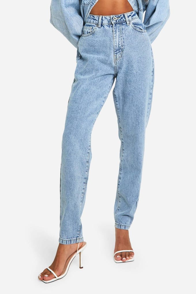 Dames Boohoo Basics Hoge Taille Slim Fit Jeans | Lichtblauw | Maat: 44