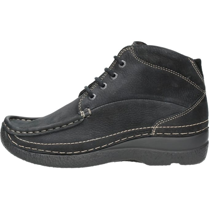 Wolky Dames Hoge veterschoenen 06242 Roll Shoot Zwart