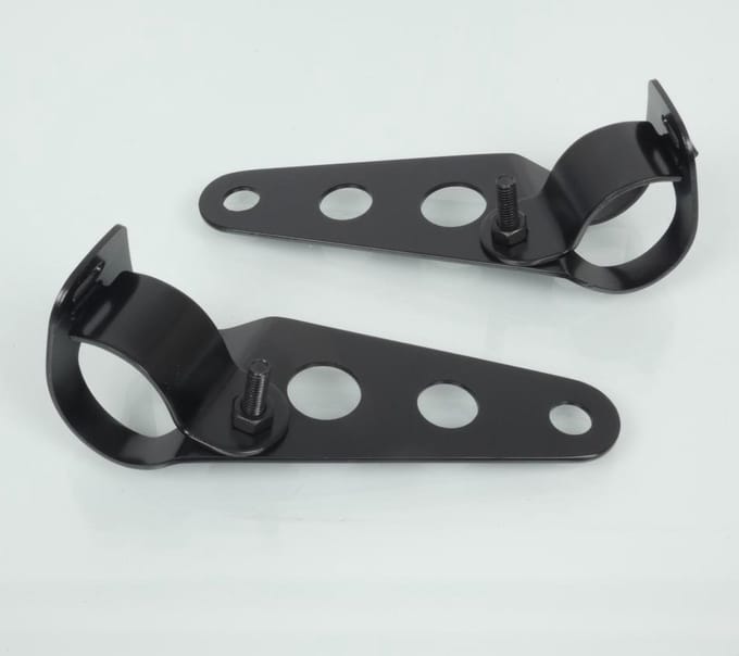 Kit patte de feu Ø32/36mm fixation optique support de phare acier noir pour moto Neuf