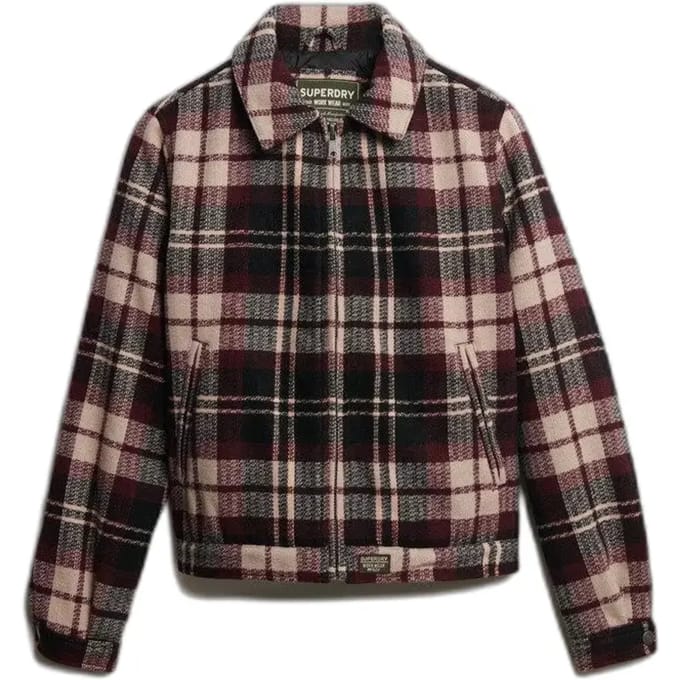 Superdry Geruite Ranch Gewatteerde Jas Crème Grootte: 36